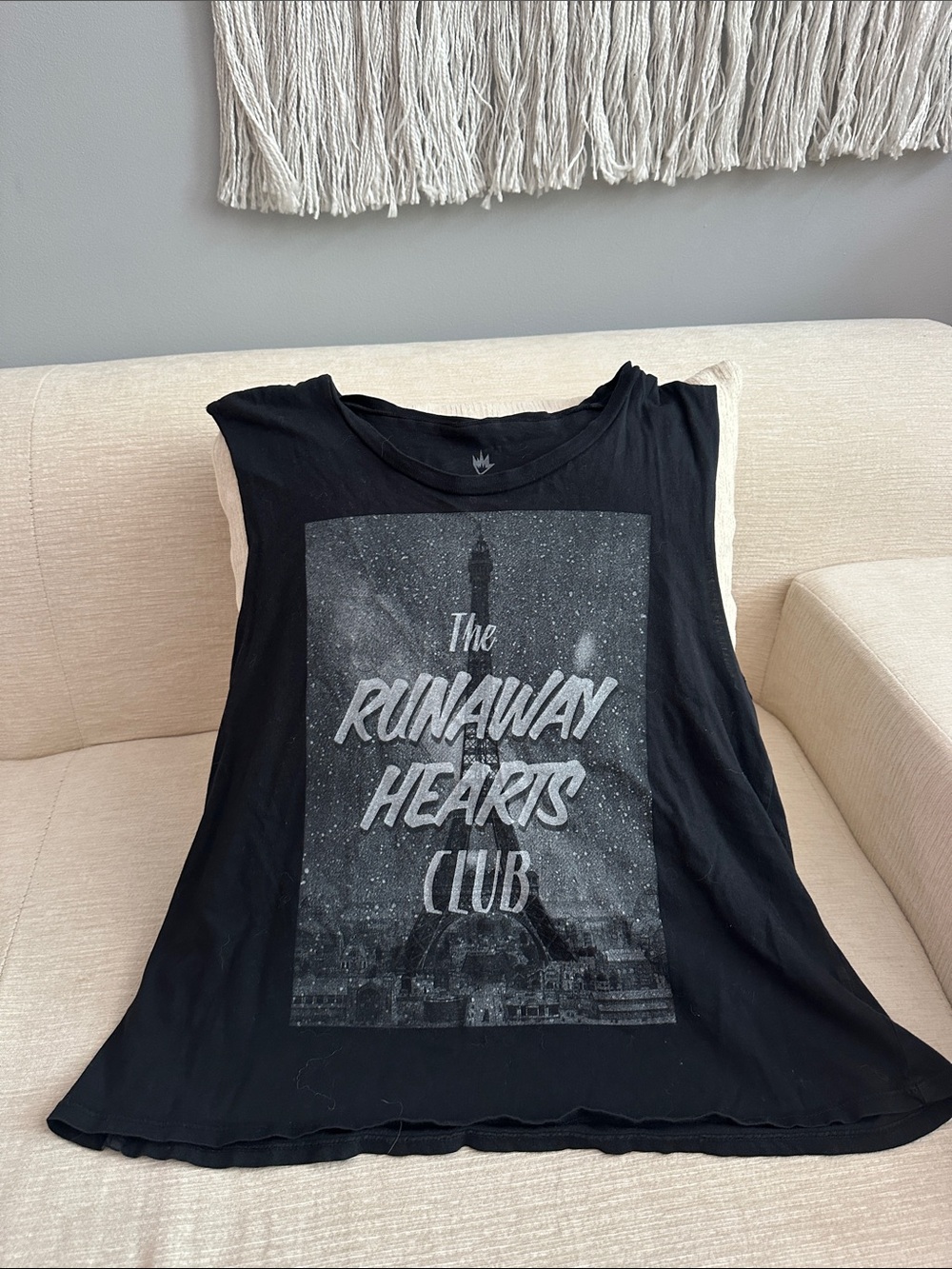 Afends Black Muscle Tank with White Logo Print